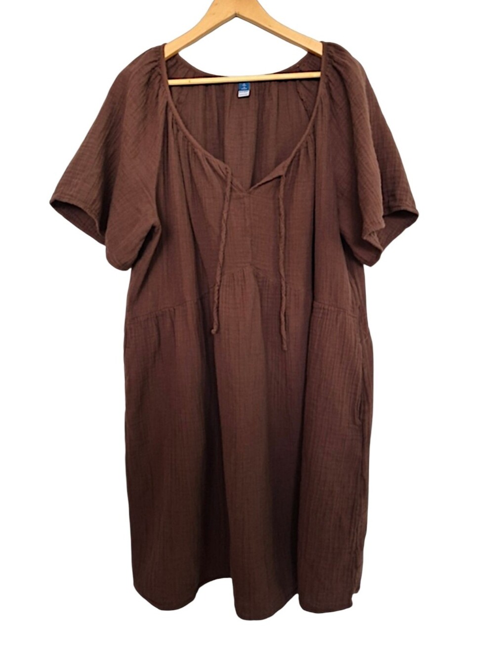 Old Navy Brown Gauze Peasant Midi Dress